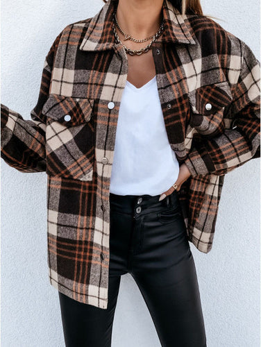 EB | Shirtjacke Übergröße Passform Flanell Karomuster Knopfverschluss