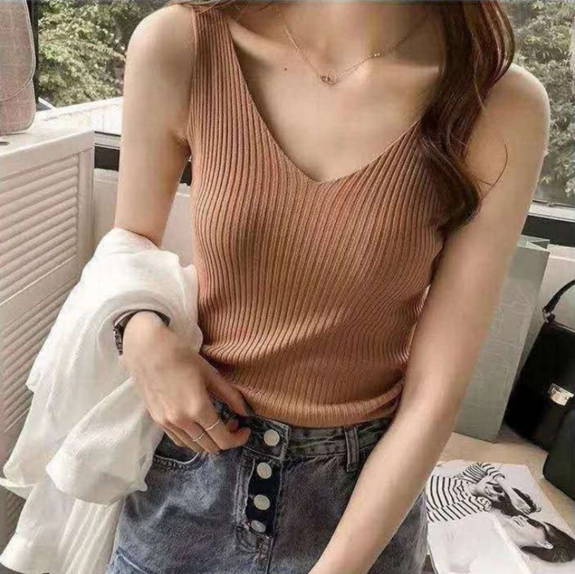 Damen Ripp V-Ausschnitt Tanktop EB
