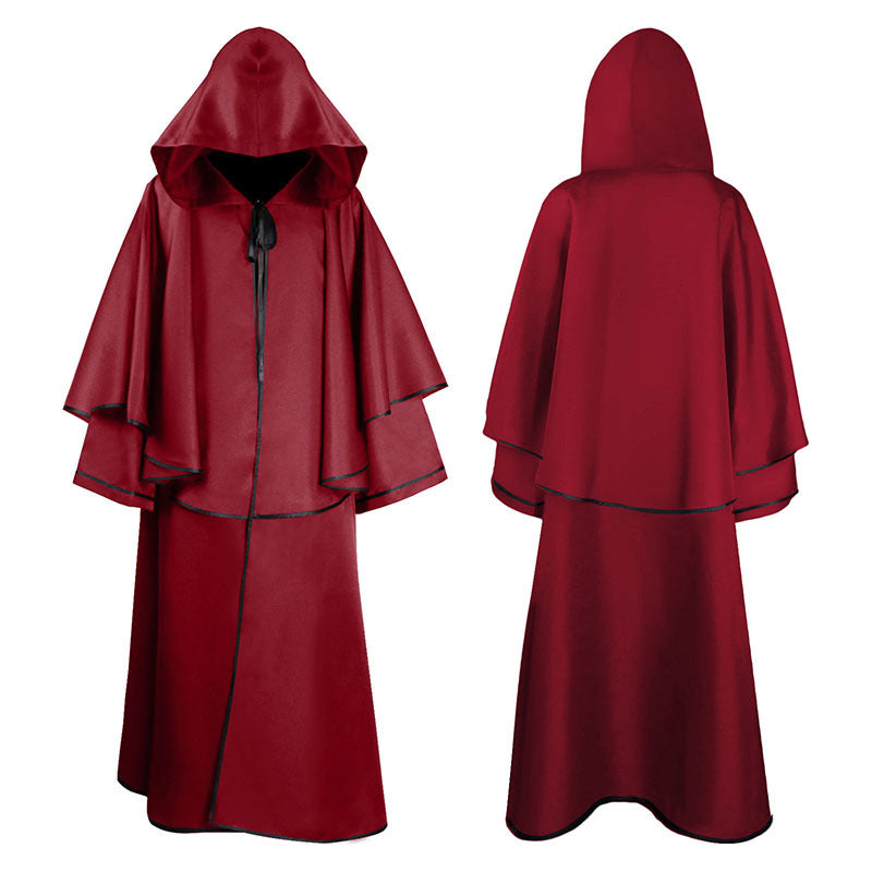 Unisex nan mehrschichtiger Kapuzenumhang mit weitem Fall und Satinbandverschluss Eb