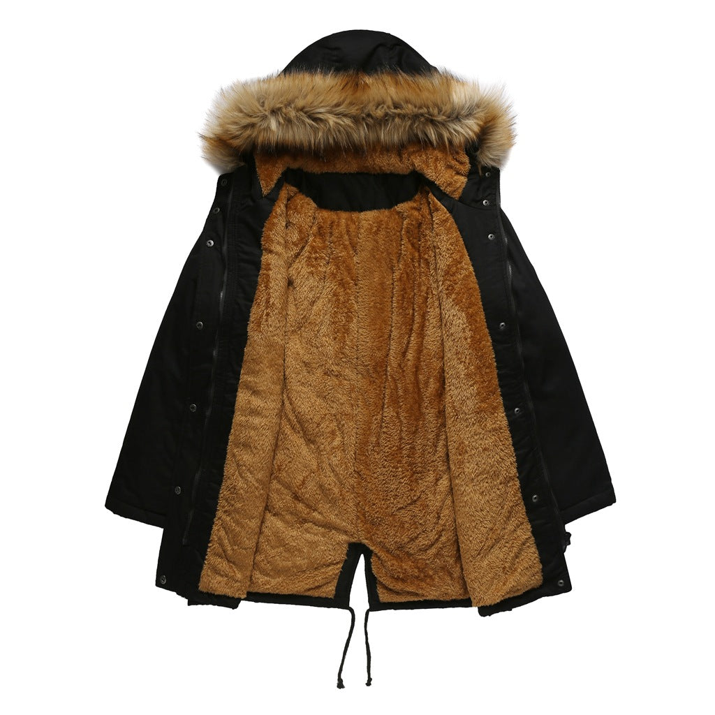 Damen warme Outdoor-Parka mit abnehmbarer Kapuze und luxuriösem Kunstfell EB