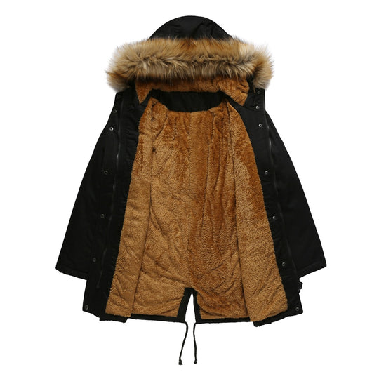 Damen warme Outdoor-Parka mit abnehmbarer Kapuze und luxuriösem Kunstfell EB