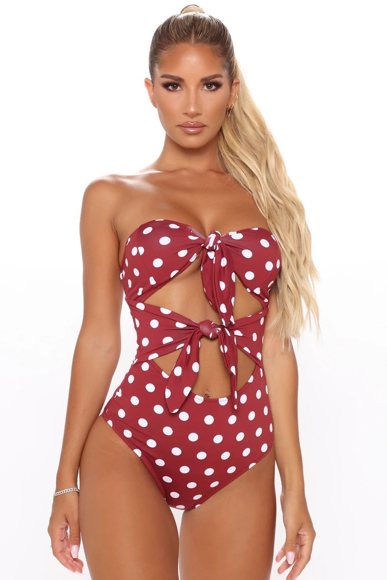Damen Einteiliger Badeanzug mit verspieltem Knotendesign und Cut-Outs EB