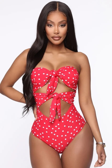 Damen Einteiliger Badeanzug mit verspieltem Knotendesign und Cut-Outs EB