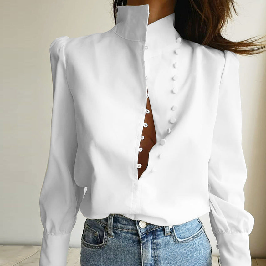 EB | Viktorianisch Inspirierte Bluse mit Hohem Kragen