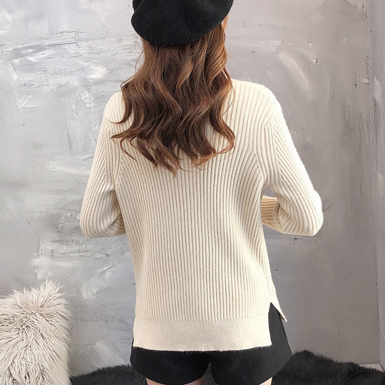 Damen Strickpullover mit hohem Rollkragen und strukturiertem Rippdesign EB