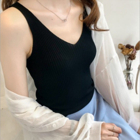 Damen Ripp V-Ausschnitt Tanktop EB