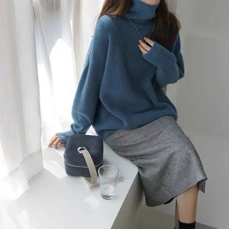 Damen Oversized Rollkragenpullover aus weichem Material EB