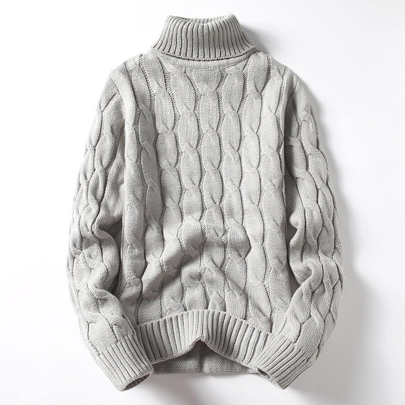 Herren Strickpullover mit Rollkragen und Zopfmuster EB