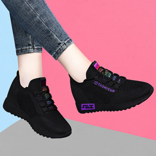 Damen Hochschnitt Sneakers mit atmungsaktiver Mesh-Oberfläche und komfortabler Wedge-Sohle EB