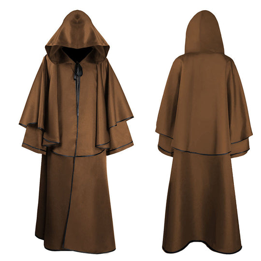 Unisex nan mehrschichtiger Kapuzenumhang mit weitem Fall und Satinbandverschluss Eb