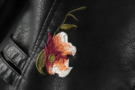 EB | Lederjacke mit Stickerei