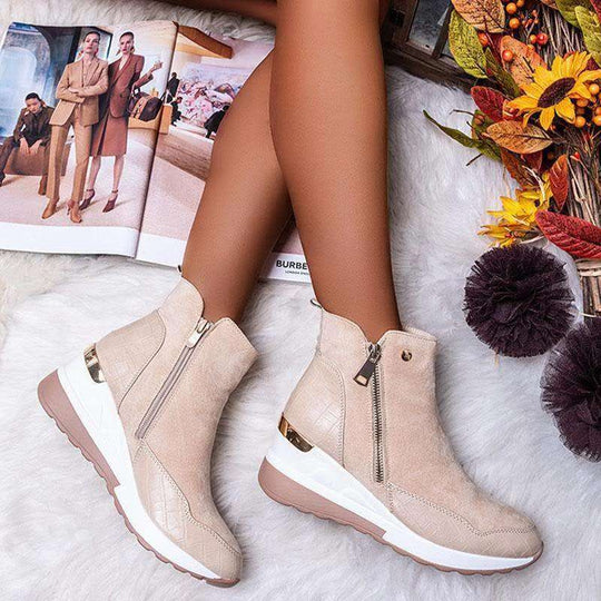Damen Stiefeletten mit modischem Reißverschluss und eleganter Sohle EB