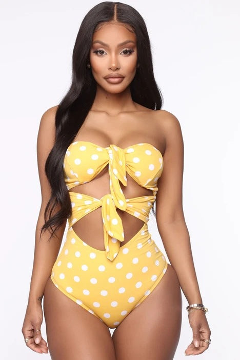 Damen Einteiliger Badeanzug mit verspieltem Knotendesign und Cut-Outs EB