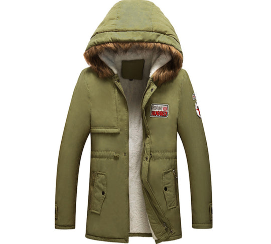 Herren modische Winterjacke mit Kunstfellkragen und praktischen Taschen EB