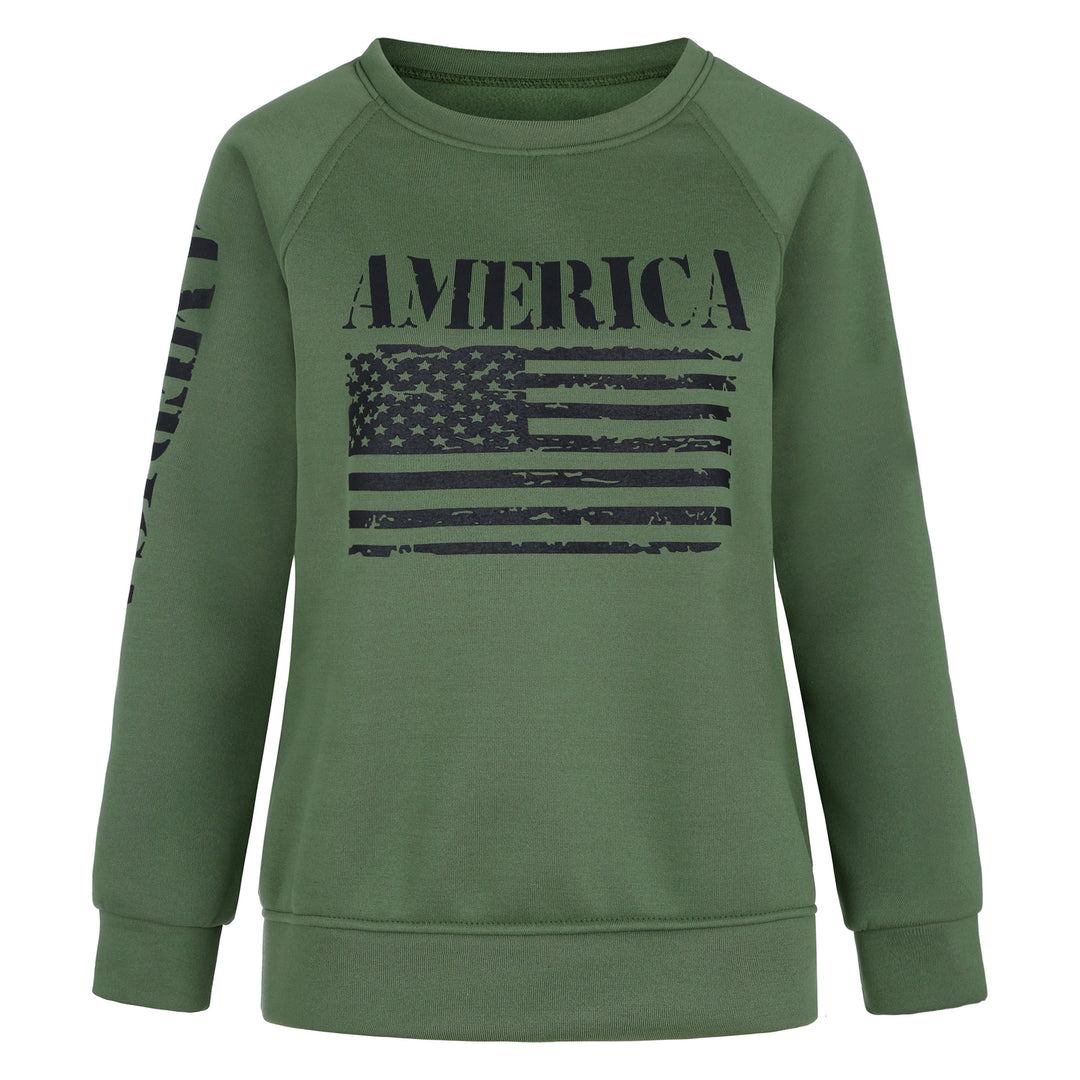 Damen Sweatshirt mit Raglanärmeln und Vintage‑Flaggenprint EB
