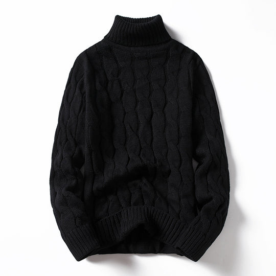 Herren Strickpullover mit Rollkragen und Zopfmuster EB