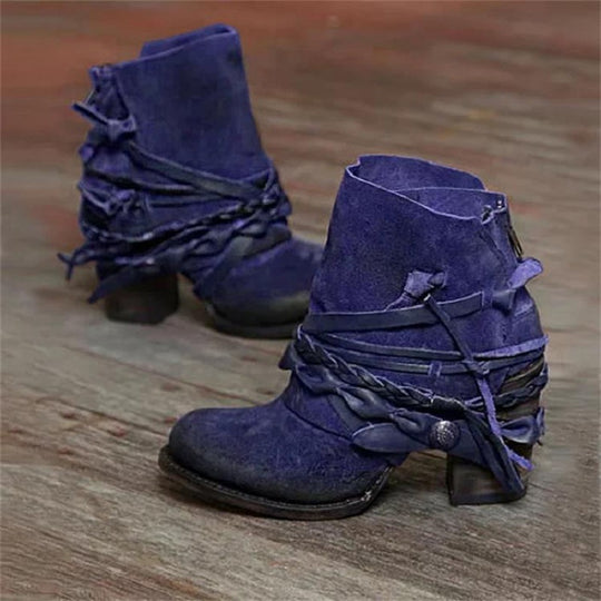 Damen modische Stiefeletten mit geflochtenen Akzenten und einzigartigem Design EB