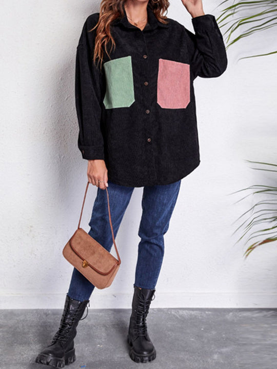 EB | Patch Pocket Fallen Schulter Hemd Jacke