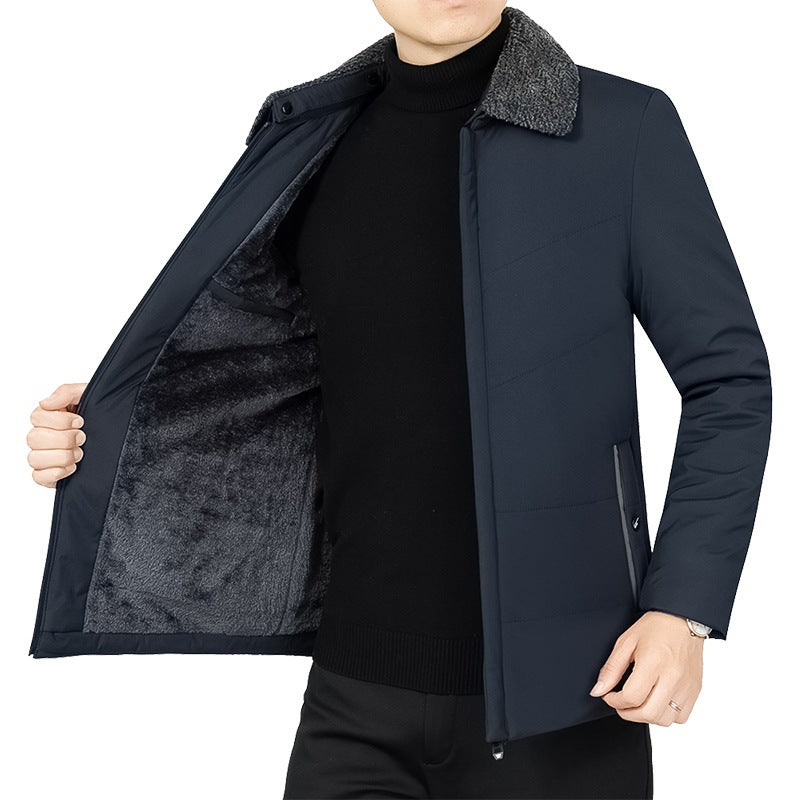 Herren Wattierte Winterjacke mit weichem Plüschfutter, Stehkragen und schmaler Steppung EB