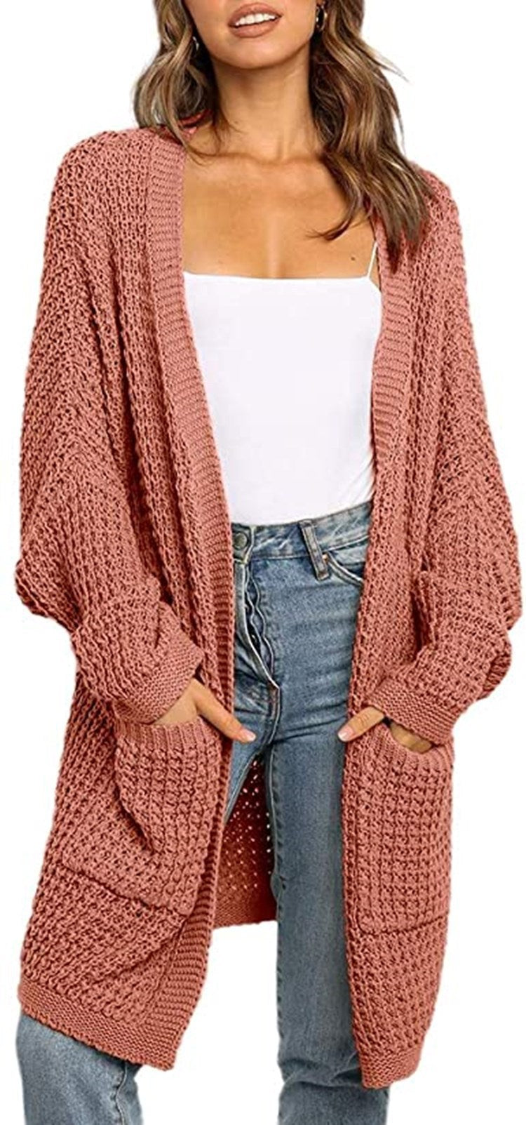 Damen Grobstrickjacke mit tiefen Taschen und lässiger Passform EB