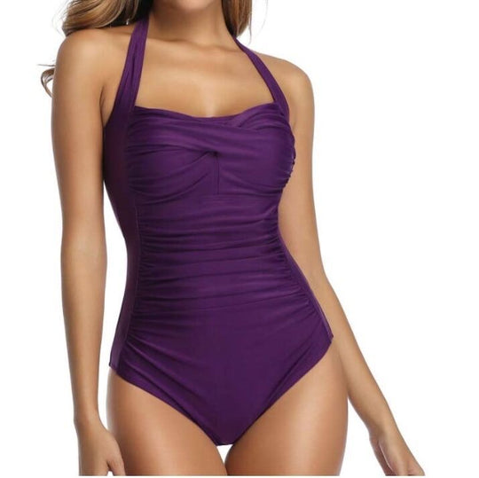 Damen Hochwertiger Figurschmeichelnder Badeanzug mit eleganten Rüschendetails EB