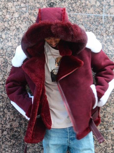 Damen luxuriöse Lammfelljacke mit abnehmbarer Kapuze und kuscheligem Innenfutter EB