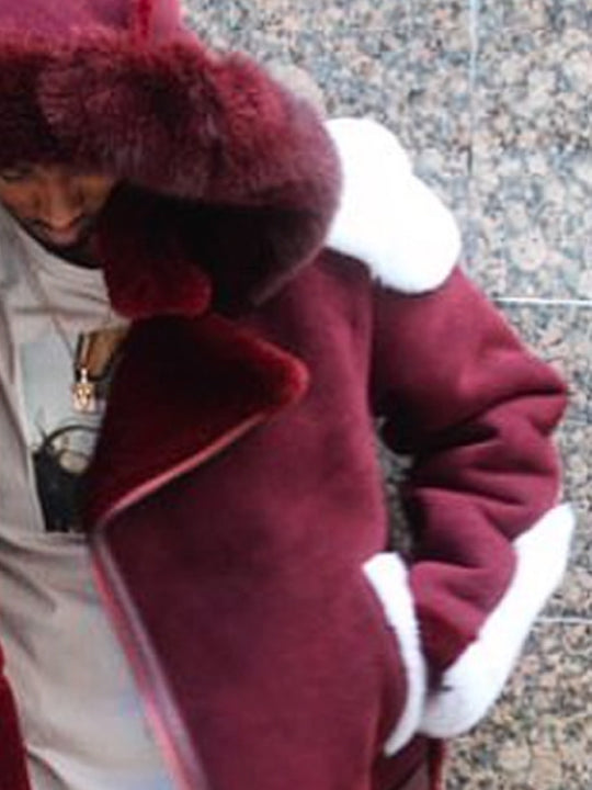 Damen luxuriöse Lammfelljacke mit abnehmbarer Kapuze und kuscheligem Innenfutter EB