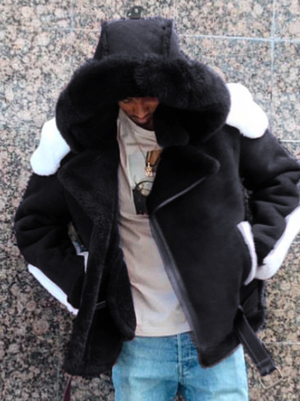 Damen luxuriöse Lammfelljacke mit abnehmbarer Kapuze und kuscheligem Innenfutter EB