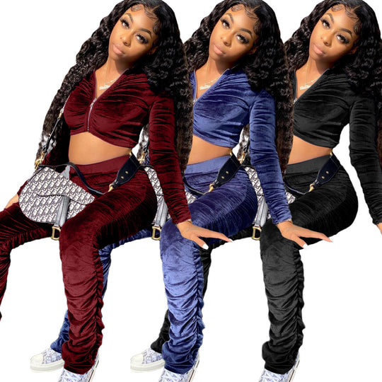 Damen Sportliches Velours-Set EB