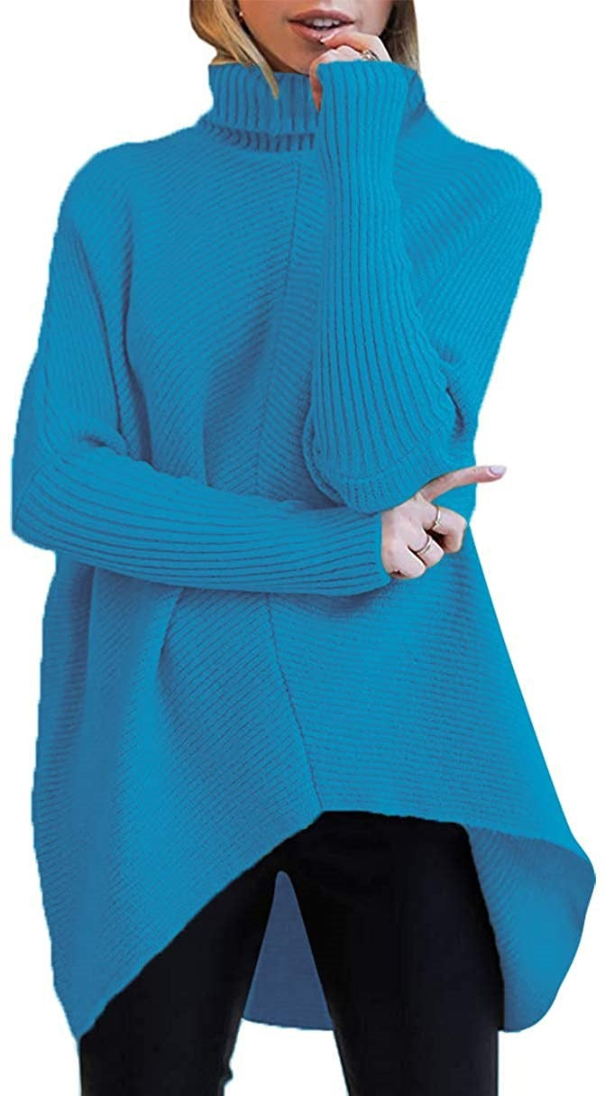 Damen gemütlicher Rollkragenpullover mit strukturiertem Design und asymmetrischem Schnitt EB
