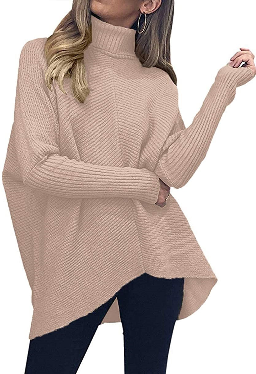 Damen gemütlicher Rollkragenpullover mit strukturiertem Design und asymmetrischem Schnitt EB