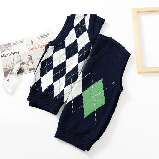 Damen Strickwesten mit modernem Rautenmuster EB