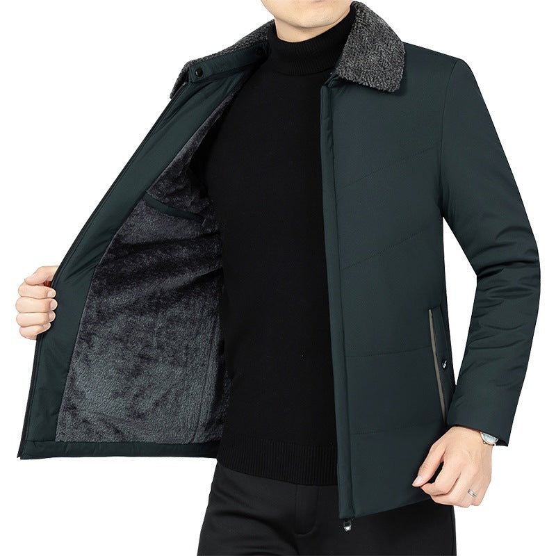 Herren Wattierte Winterjacke mit weichem Plüschfutter, Stehkragen und schmaler Steppung EB