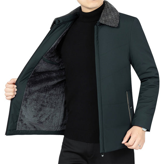 Herren Wattierte Winterjacke mit weichem Plüschfutter, Stehkragen und schmaler Steppung EB