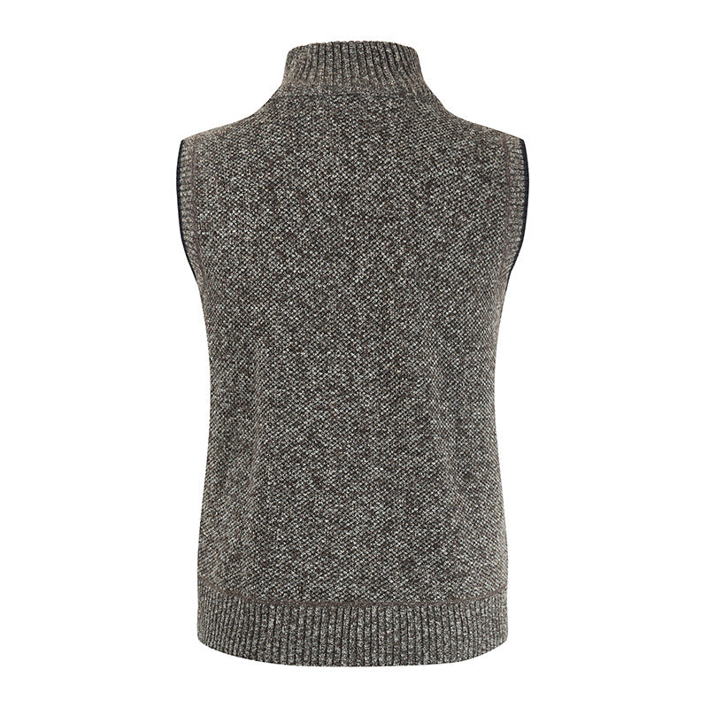 Herren stylische Strickweste mit Stehkragen und durchgehendem Reißverschluss EB