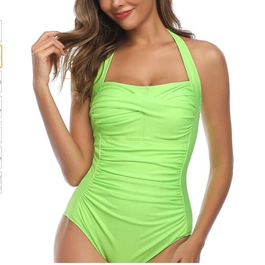 Damen Hochwertiger Figurschmeichelnder Badeanzug mit eleganten Rüschendetails EB