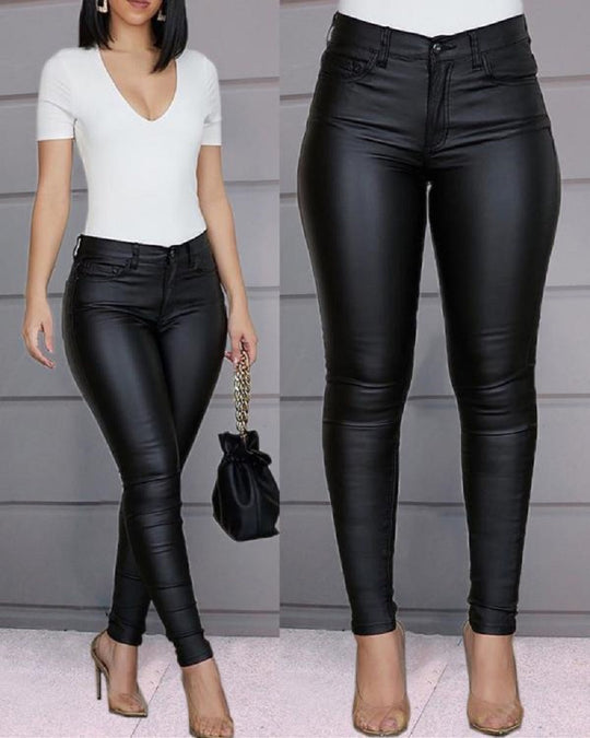 Damen Hochwertige Kunstlederhose EB