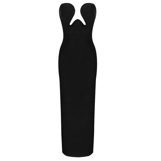 Damen Elegantes Maxikleid mit innovativem Ausschnitt und figurbetontem Design EB