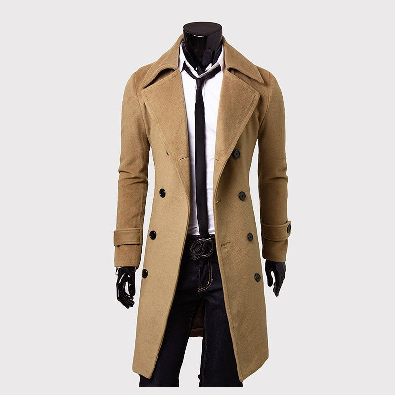 Herren nan eleganter doppelreihiger Mantel mit schmaler Taillierung und breitem Revers EB