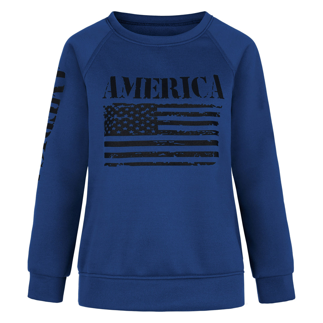 Damen Sweatshirt mit Raglanärmeln und Vintage‑Flaggenprint EB