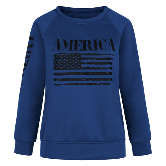 Damen Sweatshirt mit Raglanärmeln und Vintage‑Flaggenprint EB