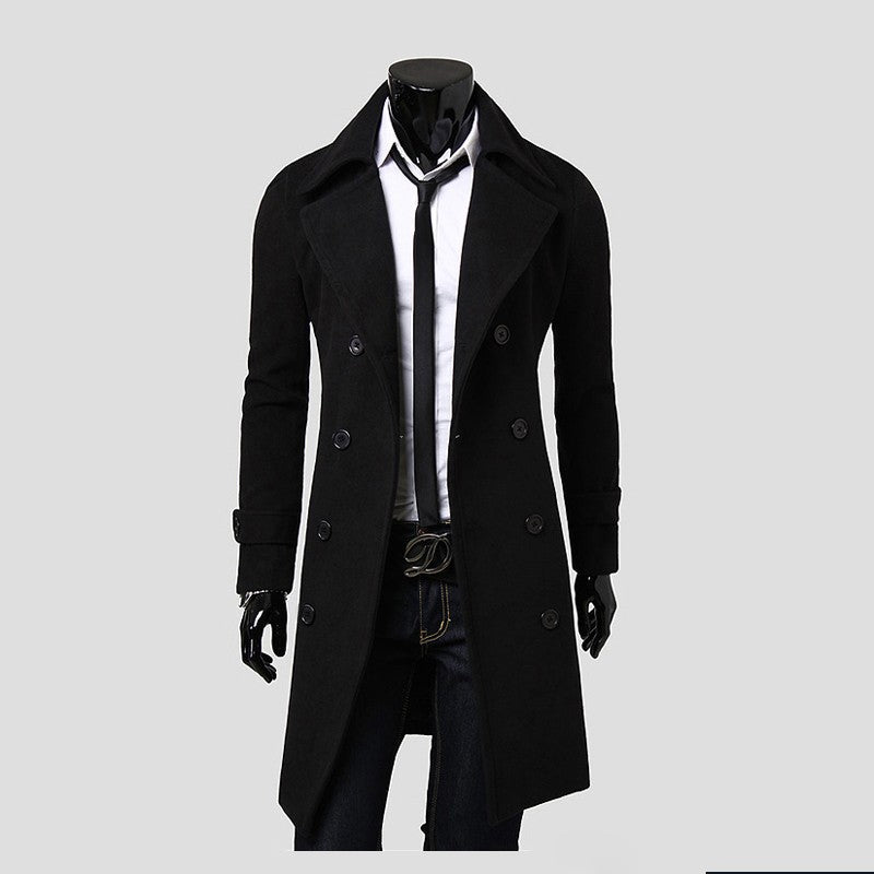 Herren nan eleganter doppelreihiger Mantel mit schmaler Taillierung und breitem Revers EB