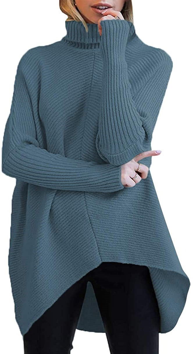 Damen gemütlicher Rollkragenpullover mit strukturiertem Design und asymmetrischem Schnitt EB