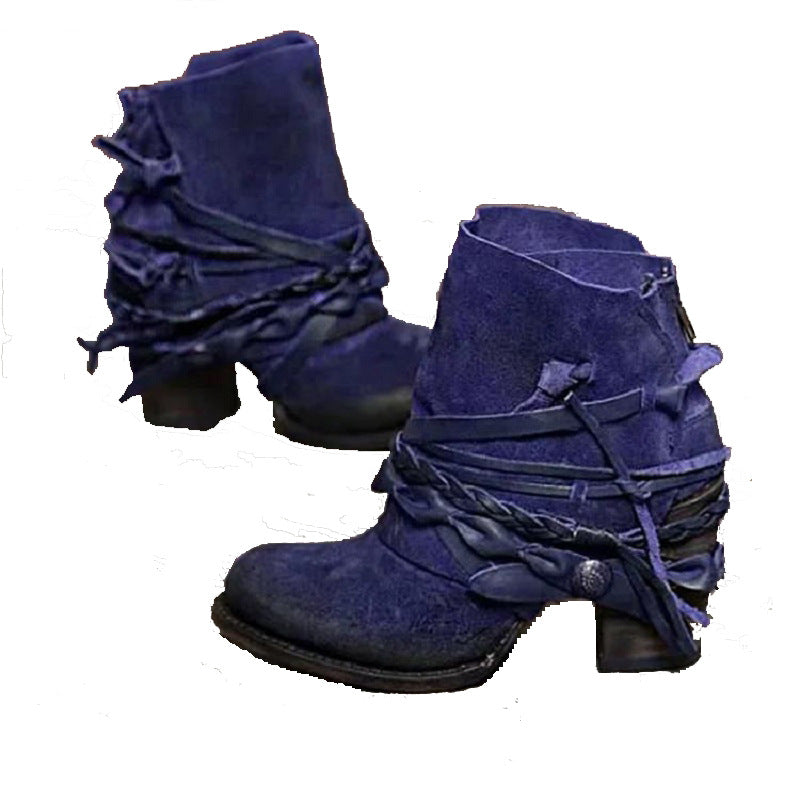 Damen modische Stiefeletten mit geflochtenen Akzenten und einzigartigem Design EB