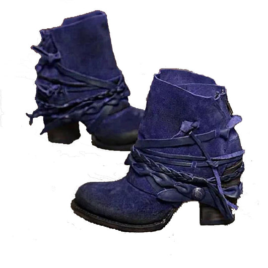 Damen modische Stiefeletten mit geflochtenen Akzenten und einzigartigem Design EB