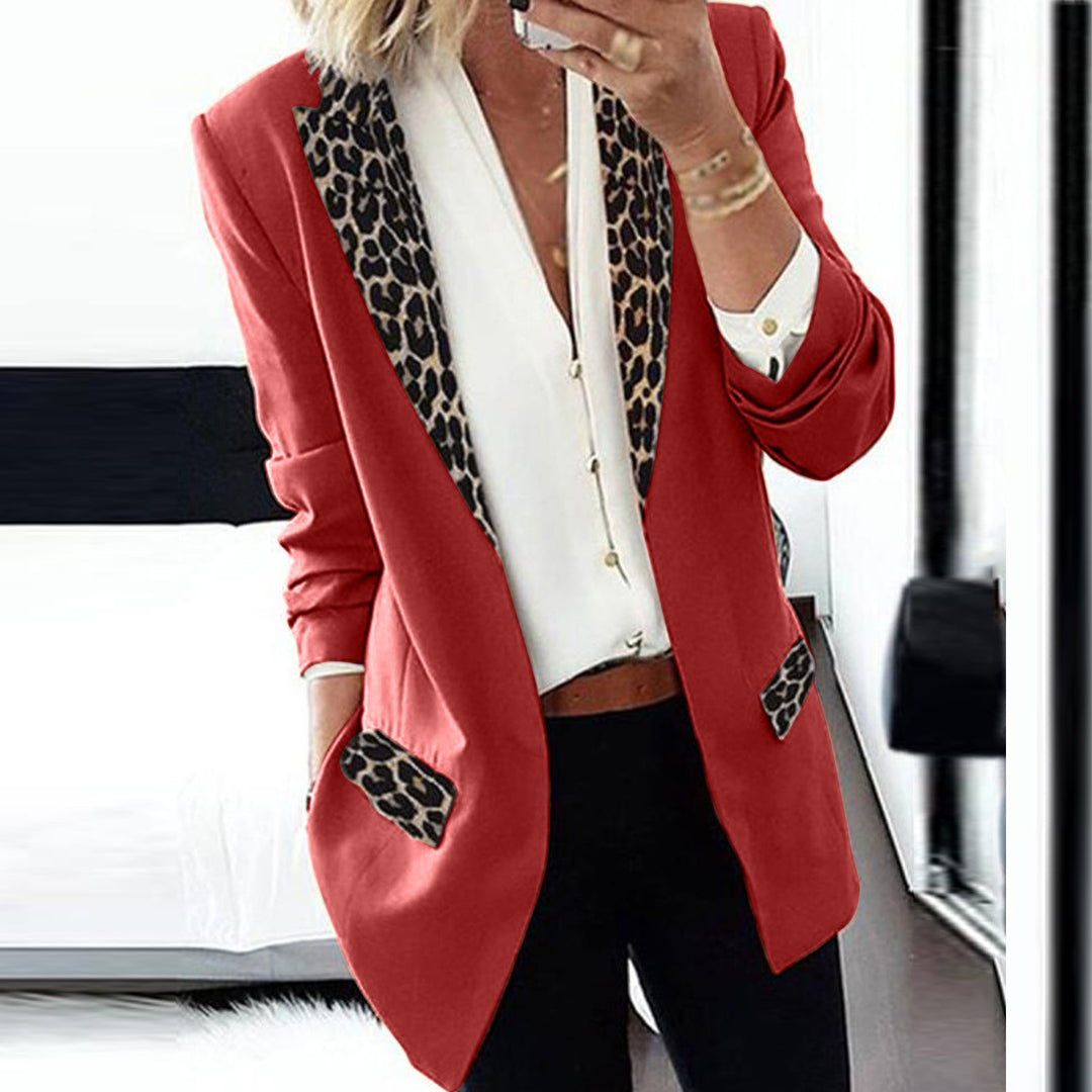 Damen Blazer mit modischen Leopardenapplikationen EB