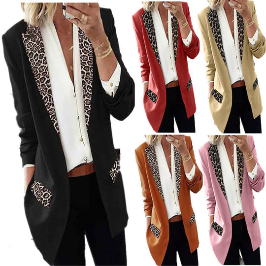 Damen Blazer mit modischen Leopardenapplikationen EB