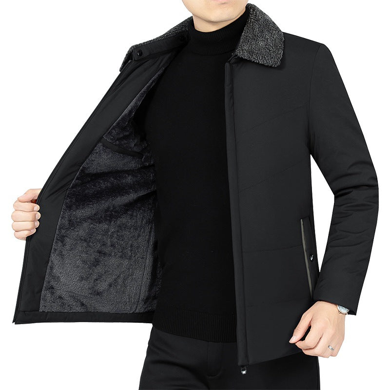 Herren Wattierte Winterjacke mit weichem Plüschfutter, Stehkragen und schmaler Steppung EB