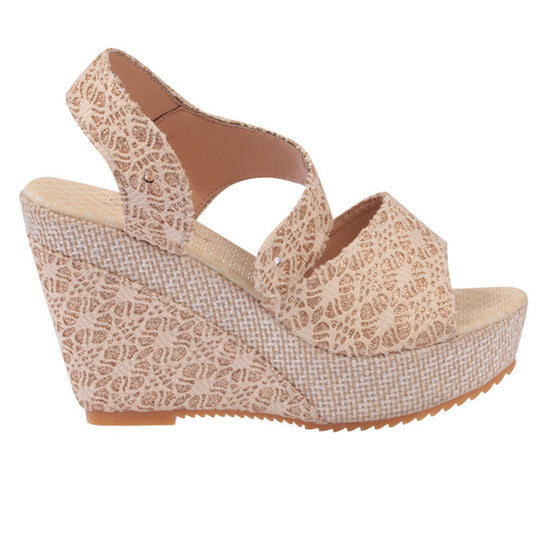Damen Wedge-Sandalen mit verzierter Spitze und zierlichem Riemen EB