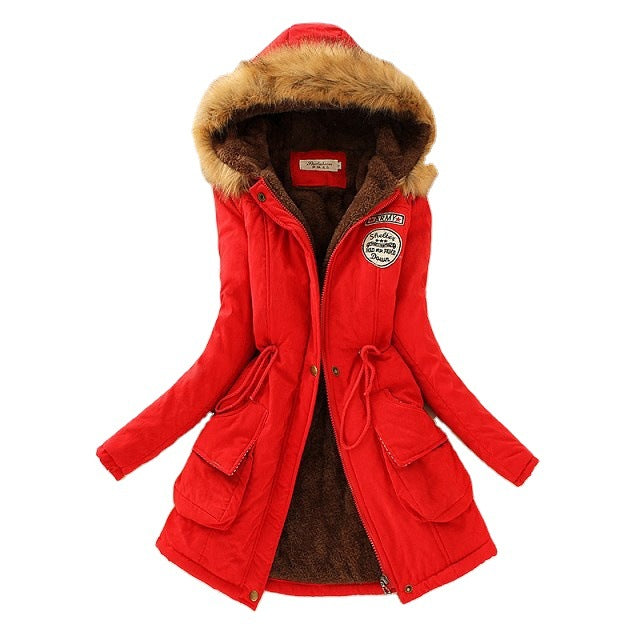 Damen Gefütterter Parka mit Kunstfellkapuze und Teddyfutter EB